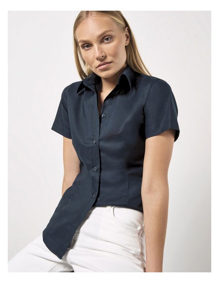 KUS-KK360-Womens Tailored Fit Workwear Oxford Shirt Short Sleeve 2